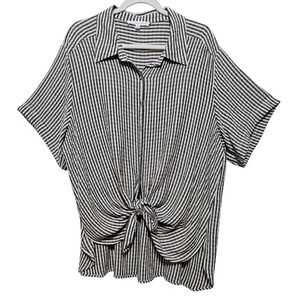 Jane + Delancey, Women's  Striped, Short Sleeve,Tie Front Shirt, Sz 1X